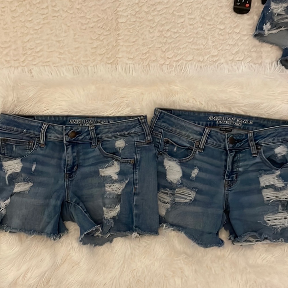 2 pairs of American Eagle super low shortie super stretch shorts size 10 shorts